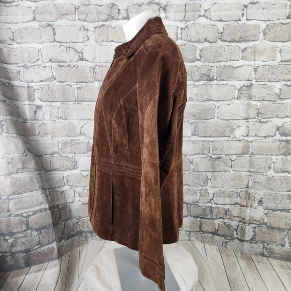 Vintage novelti Suede Jacket Full Zip Brown Size Medium Coastal Cowgirl - Picture 9 of 16